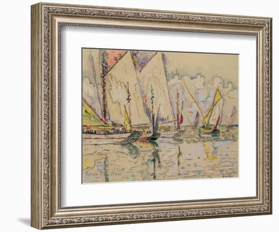 Departure of Tuna Boats at Groix (W/C on Paper)-Paul Signac-Framed Giclee Print