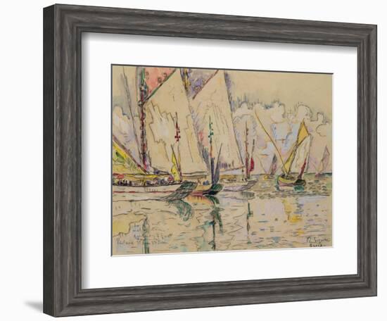 Departure of Tuna Boats at Groix (W/C on Paper)-Paul Signac-Framed Giclee Print