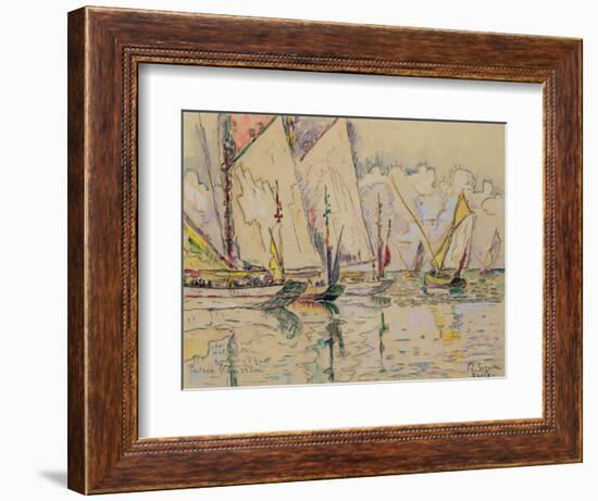 Departure of Tuna Boats at Groix (W/C on Paper)-Paul Signac-Framed Giclee Print