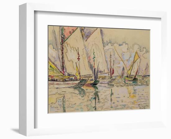 Departure of Tuna Boats at Groix (W/C on Paper)-Paul Signac-Framed Giclee Print