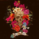 Skull in Sombrero with Flowers Day of the Dead-depiano-Art Print