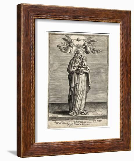 Depicted Showing the Infant Jesus a Single Rose-Hieronymus Wierix-Framed Art Print