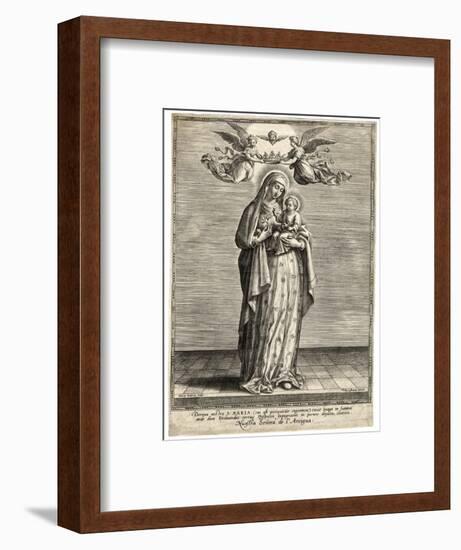 Depicted Showing the Infant Jesus a Single Rose-Hieronymus Wierix-Framed Art Print