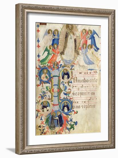 Depicting St. Dominic and an Historiated Initial 'I' from a Gradual Book from San Marco e Cenacoli-Fra Angelico-Framed Giclee Print