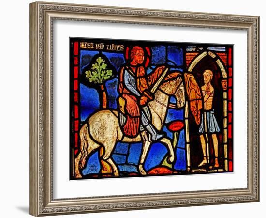 Depicting St Martin Dividing His Cloak (Ex Varennes-Jarcy - Originally from the Abbey De Gercy)-null-Framed Giclee Print