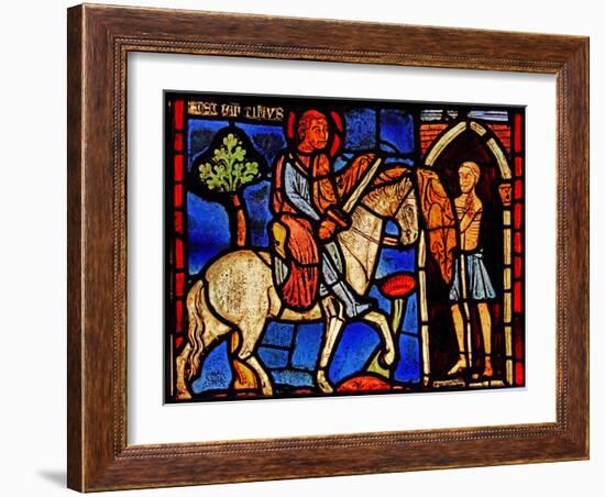 Depicting St Martin Dividing His Cloak (Ex Varennes-Jarcy - Originally from the Abbey De Gercy)-null-Framed Giclee Print