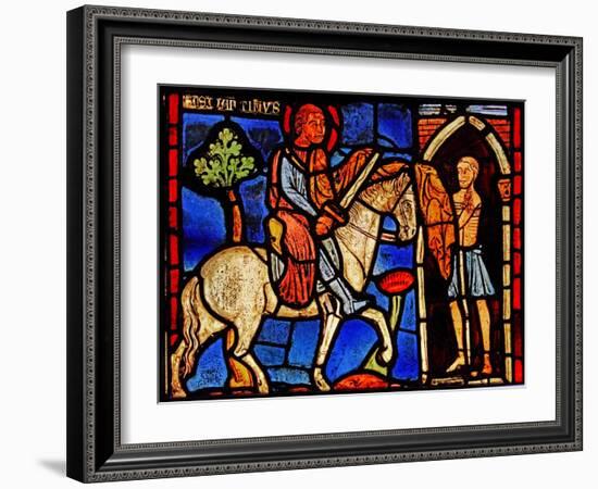 Depicting St Martin Dividing His Cloak (Ex Varennes-Jarcy - Originally from the Abbey De Gercy)-null-Framed Giclee Print