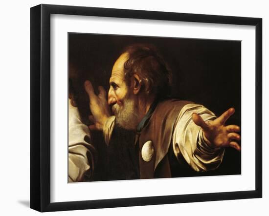 Depiction of Disciple with Shell on His Chest, Detail from Supper at Emmaus-Caravaggio-Framed Giclee Print