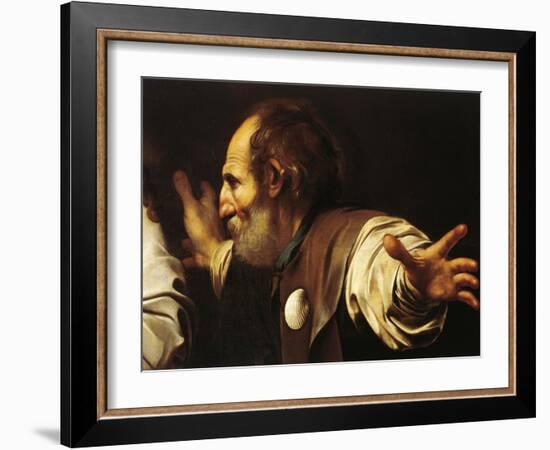 Depiction of Disciple with Shell on His Chest, Detail from Supper at Emmaus-Caravaggio-Framed Giclee Print