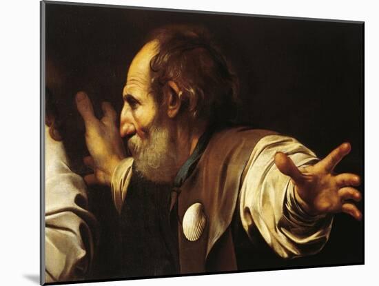 Depiction of Disciple with Shell on His Chest, Detail from Supper at Emmaus-Caravaggio-Mounted Giclee Print