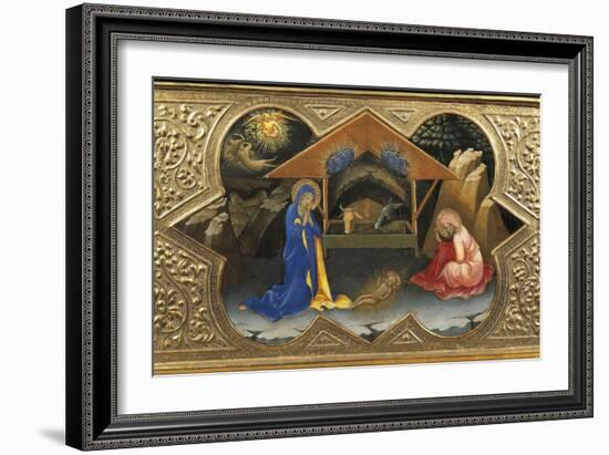 Depiction of Nativity, Detail of Predella of Coronation of Virgin, 1414-Lorenzo Monaco-Framed Giclee Print