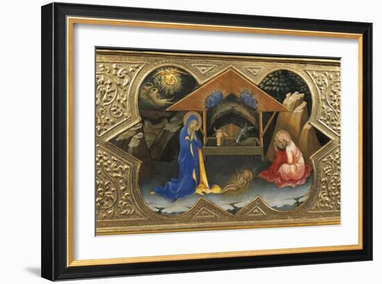 Depiction of Nativity, Detail of Predella of Coronation of Virgin, 1414-Lorenzo Monaco-Framed Giclee Print