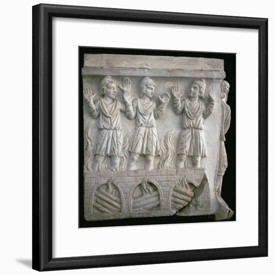 Depiction of Shadrach, Meshach, and Abednego in the fiery furnace. Artist: Unknown-Unknown-Framed Giclee Print
