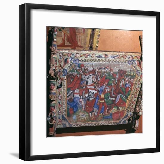 Depiction of the battle of Capua in 1501 on a painted cart, 16th century. Artist: Unknown-Unknown-Framed Giclee Print