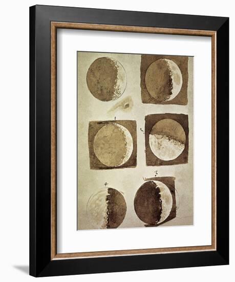 Depiction of the Different Phases of the Moon Viewed from the Earth-Galileo-Framed Art Print