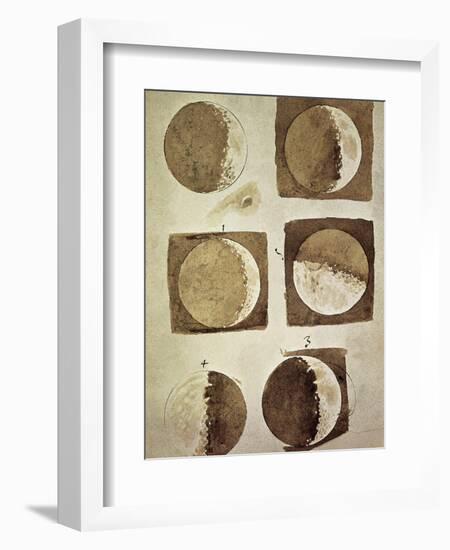 Depiction of the Different Phases of the Moon Viewed from the Earth-Galileo-Framed Art Print