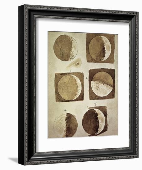 Depiction of the Different Phases of the Moon Viewed from the Earth-Galileo-Framed Art Print