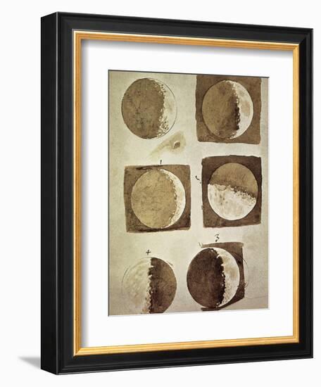 Depiction of the Different Phases of the Moon Viewed from the Earth-Galileo-Framed Art Print