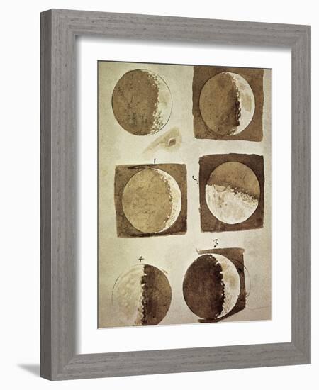 Depiction of the Different Phases of the Moon Viewed from the Earth-Galileo-Framed Art Print