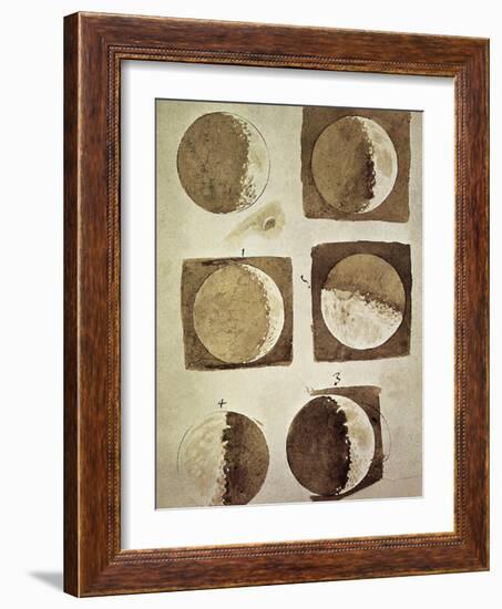 Depiction of the Different Phases of the Moon Viewed from the Earth-Galileo-Framed Art Print