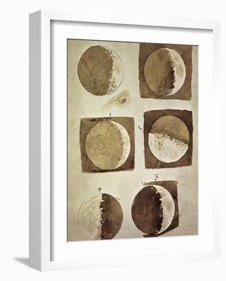 Depiction of the Different Phases of the Moon Viewed from the Earth-Galileo-Framed Art Print