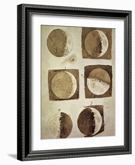 Depiction of the Different Phases of the Moon Viewed from the Earth-Galileo-Framed Art Print