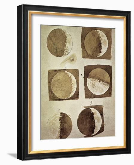 Depiction of the Different Phases of the Moon Viewed from the Earth-Galileo-Framed Art Print