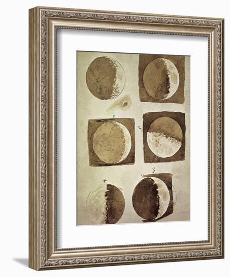 Depiction of the Different Phases of the Moon Viewed from the Earth-Galileo-Framed Premium Giclee Print