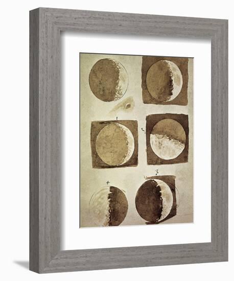 Depiction of the Different Phases of the Moon Viewed from the Earth-Galileo-Framed Premium Giclee Print