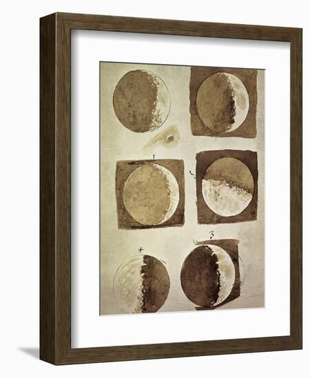 Depiction of the Different Phases of the Moon Viewed from the Earth-Galileo-Framed Premium Giclee Print