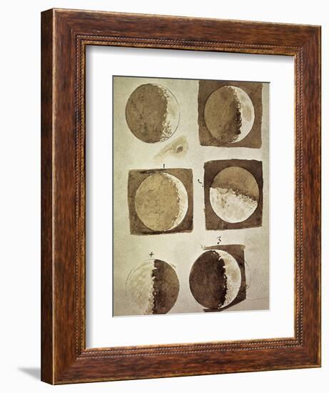 Depiction of the Different Phases of the Moon Viewed from the Earth-Galileo-Framed Premium Giclee Print