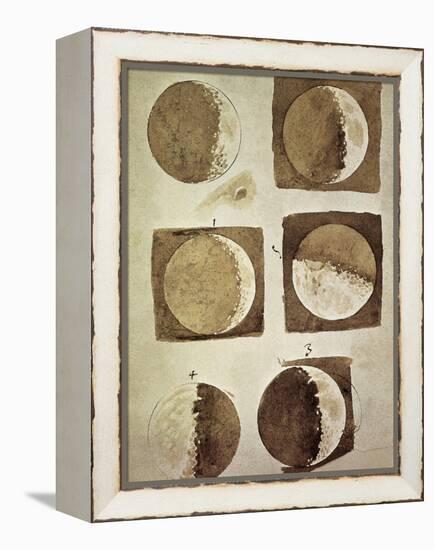 Depiction of the Different Phases of the Moon Viewed from the Earth-Galileo-Framed Stretched Canvas