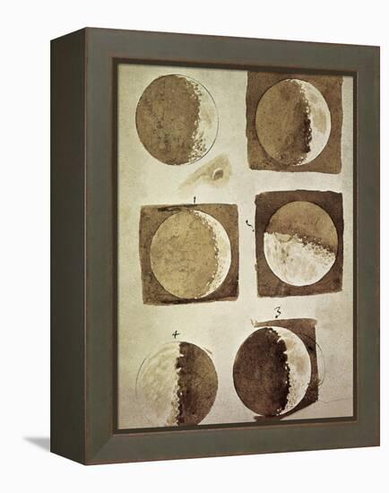 Depiction of the Different Phases of the Moon Viewed from the Earth-Galileo-Framed Stretched Canvas