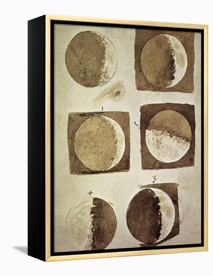 Depiction of the Different Phases of the Moon Viewed from the Earth-Galileo-Framed Stretched Canvas