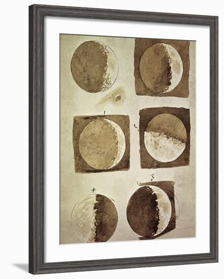 Depiction of the Different Phases of the Moon Viewed from the Earth-Galileo-Framed Art Print