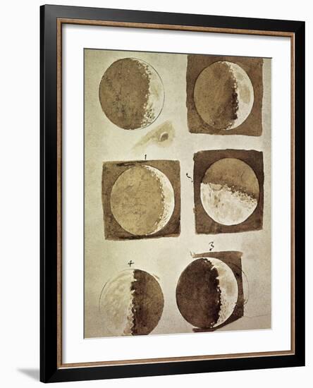 Depiction of the Different Phases of the Moon Viewed from the Earth-Galileo-Framed Art Print