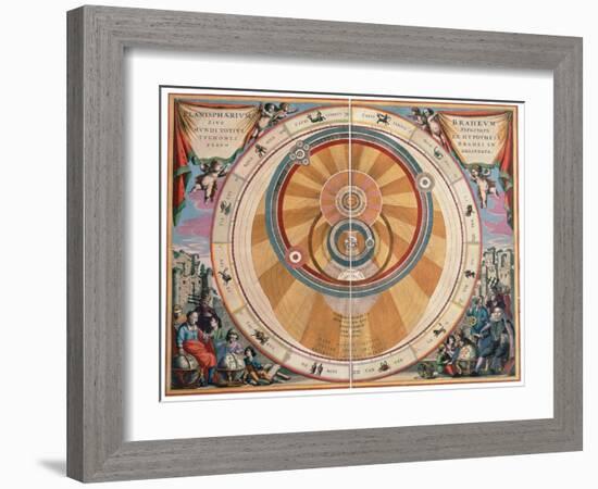 Depiction of the Geo-Heliocentric Universe of Tycho Brahe, 17th century-Andreas Cellarius-Framed Giclee Print