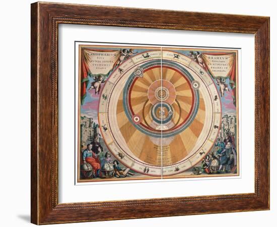 Depiction of the Geo-Heliocentric Universe of Tycho Brahe, 17th century-Andreas Cellarius-Framed Giclee Print