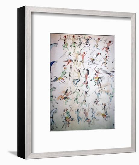 Depiction of the Grass Dance, drawn by Turning Bear, a Brule Sioux Chief of the Dakota Indians.-Unknown-Framed Photographic Print