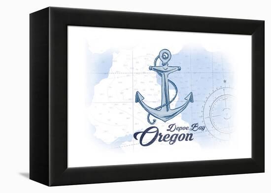 Depoe Bay, Oregon - Anchor - Blue - Coastal Icon-Lantern Press-Framed Stretched Canvas