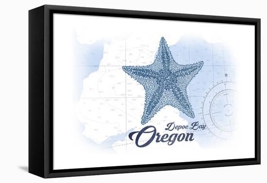 Depoe Bay, Oregon - Starfish - Blue - Coastal Icon-Lantern Press-Framed Stretched Canvas