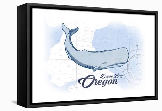 Depoe Bay, Oregon - Whale - Blue - Coastal Icon-Lantern Press-Framed Stretched Canvas