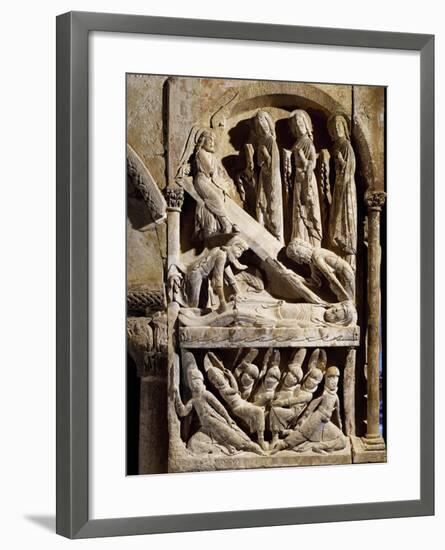 Deposition in Tomb, Detail from Romanesque Relief in Cloister of St Dominic's Monastery-null-Framed Giclee Print