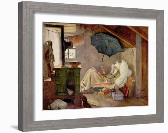 Der arme Poet Interior-Carl Spitzweg-Framed Art Print