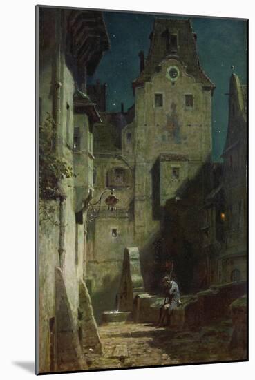 Der Eingeschlafene Nachtwaechter-Carl Spitzweg-Mounted Giclee Print