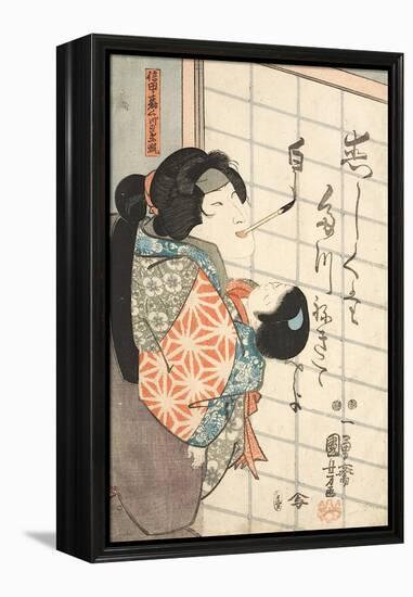 Der Frauendarsteller Bando Shuka als die weiße Füchsin Kuzunoha-Utagawa Kuniyoshi-Framed Premier Image Canvas