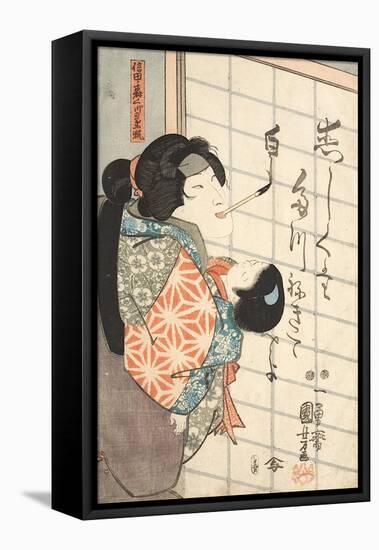 Der Frauendarsteller Bando Shuka als die weiße Füchsin Kuzunoha-Utagawa Kuniyoshi-Framed Premier Image Canvas