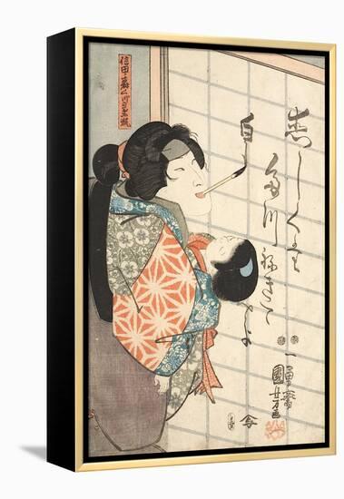 Der Frauendarsteller Bando Shuka als die weiße Füchsin Kuzunoha-Utagawa Kuniyoshi-Framed Premier Image Canvas