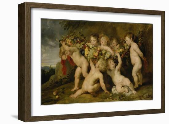 Der Fruechtekranz. (Zusammen Mit Frans Snyders)-Peter Paul Rubens-Framed Giclee Print