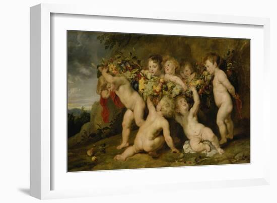 Der Fruechtekranz. (Zusammen Mit Frans Snyders)-Peter Paul Rubens-Framed Giclee Print